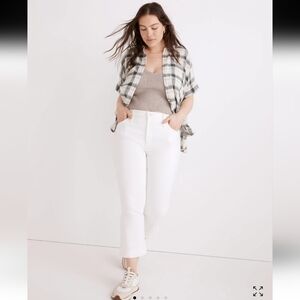 Madewell Cali Demi Boot Cropped Jeans White Stretch Womens Size 28 Petite Summer